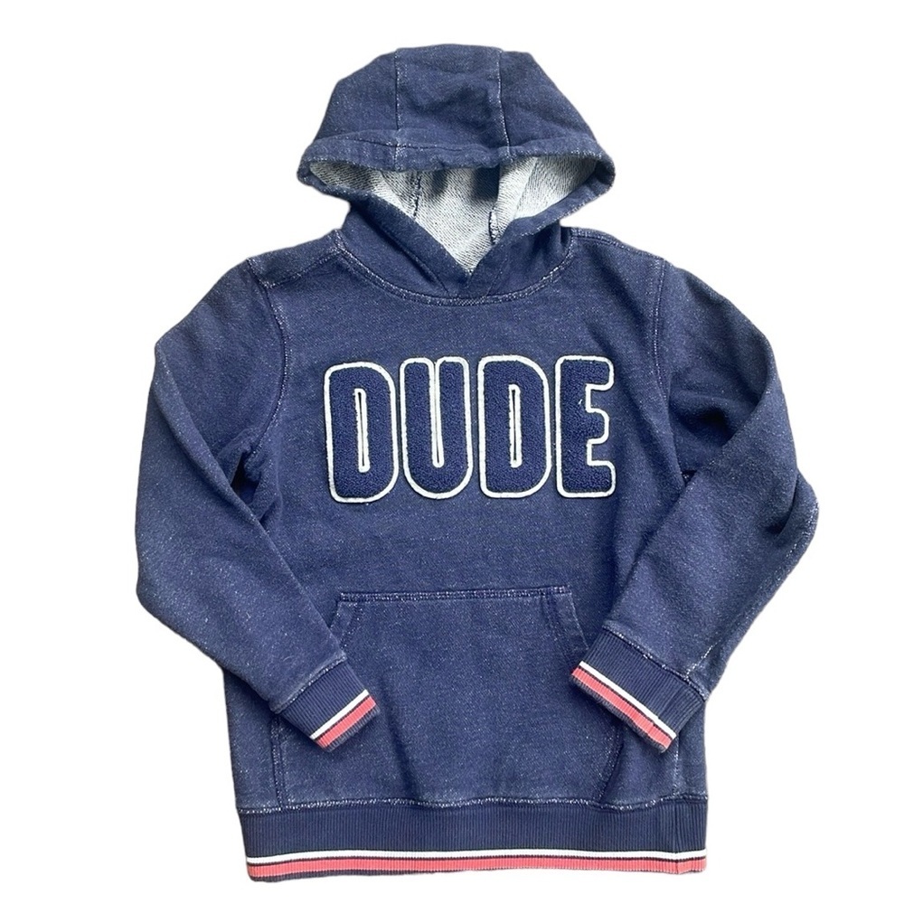 MAKE AN OFFER CARTERS BOYS LONG SLEEVE HOODIE WITH RAISED DUDE ON FRONT SIZE 7